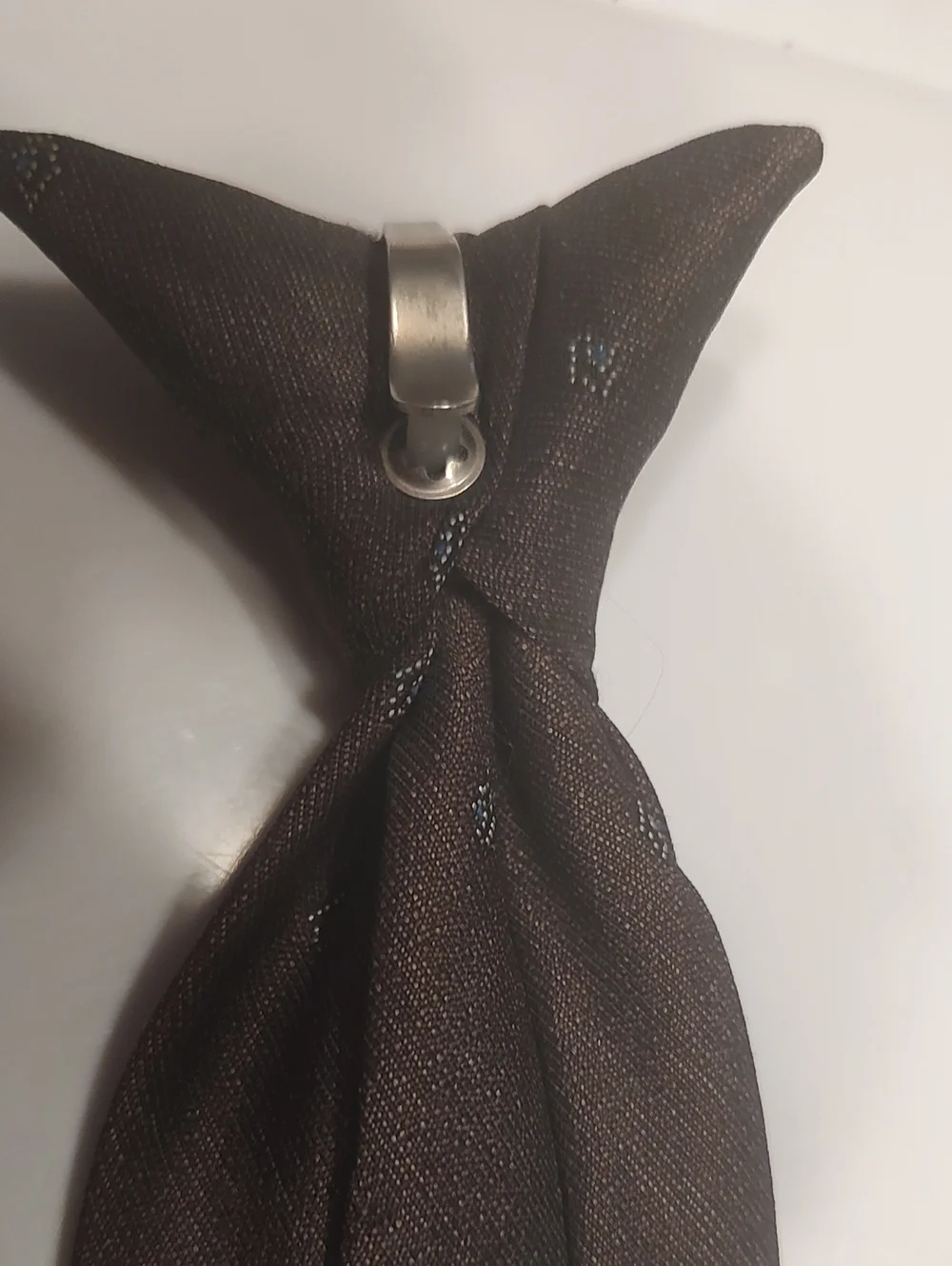 Mid century Boys Clip On Tie Brown/Gray